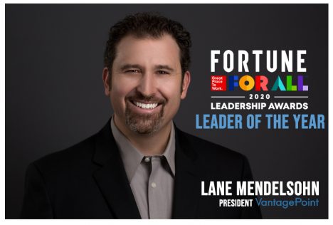 Lane Mendelsohn, President of Vantagepoint AI, named Leader of the Year.